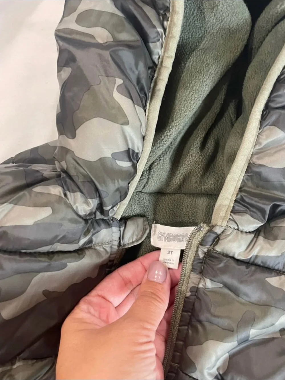 Gymboree Boys Camo Puffer Jacket in Green and Gray